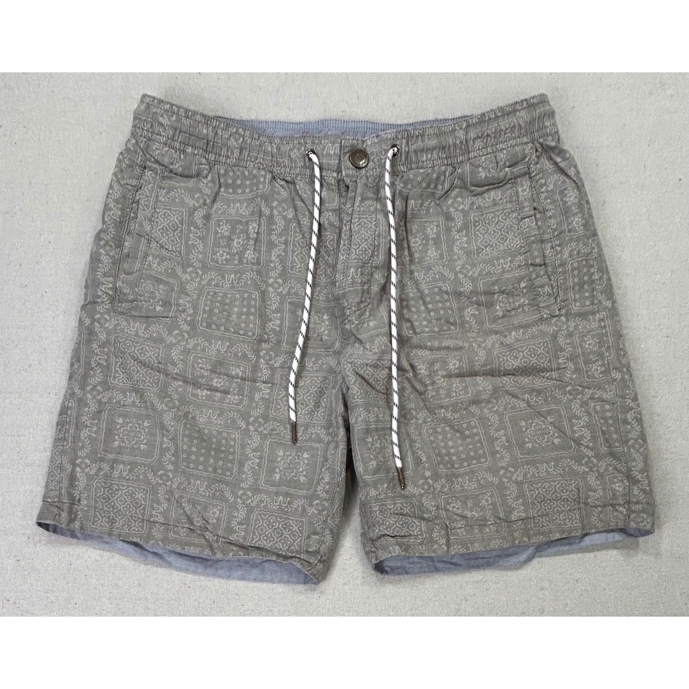 Reyn Spooner Mens Medium Reversible Bandana Paisley Shorts Grey Cotton